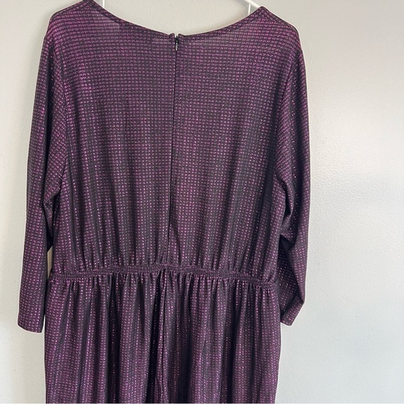 LANE BRYANT SHIMMER PURPLE 3/4 SLEEVE FRONT RUCHED V-NECK JUMPSUIT SZ 18/20 - Picture 11 of 12